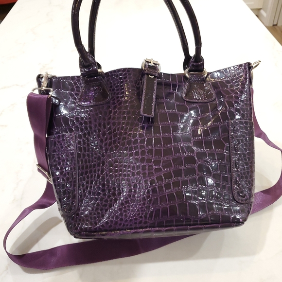 EUC David Jones vegan patent leather (vinyl) handbag in purple - Picture 8 of 16